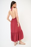 ABITO LUNGO CON BALZA E FIOCCO DT ROSSO INDIA