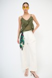CANOTTA CON ROUCHES ASIMMETRICA MUSSOLA VERDE MILITARE