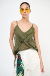 CANOTTA CON ROUCHES ASIMMETRICA MUSSOLA VERDE MILITARE