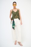 CANOTTA CON ROUCHES ASIMMETRICA MUSSOLA VERDE MILITARE