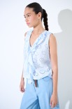 BLUSA SMANICATA ROUCHES DAV. TOPAZIO