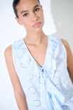 BLUSA SMANICATA ROUCHES DAV. TOPAZIO