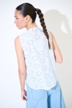 BLUSA SMANICATA ROUCHES DAV. TOPAZIO