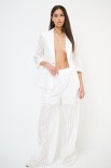 PANTALONE LARGO S.GALLO CON CINTURINO ELASTICO BIANCO