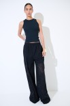 PANTALONE LARGO S.GALLO CON CINTURINO ELASTICO NERO