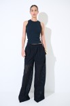PANTALONE LARGO S.GALLO CON CINTURINO ELASTICO NERO