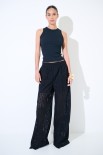 PANTALONE LARGO S.GALLO CON CINTURINO ELASTICO NERO