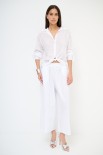 PANTALONE CROP CON ELASTICO BIANCO