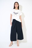 PANTALONE CROP CON ELASTICO NERO
