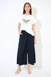 PANTALONE CROP CON ELASTICO NERO