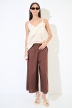 PANTALONE CROP CON ELASTICO MORO