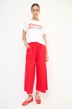 PANTALONE CROP CON ELASTICO ROSSO