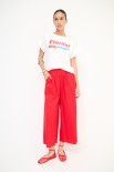 PANTALONE CROP CON ELASTICO ROSSO