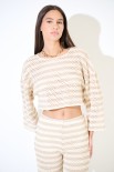 CROP TOP MAGLIA RIGA BURRO
