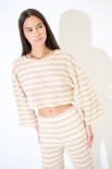CROP TOP MAGLIA RIGA BURRO
