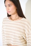 CROP TOP MAGLIA RIGA BURRO