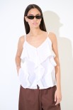 TOP MUSSOLA APERTO CON ROUCHES BIANCO