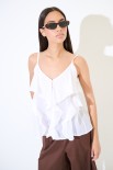 TOP MUSSOLA APERTO CON ROUCHES BIANCO