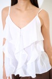 TOP MUSSOLA APERTO CON ROUCHES BIANCO