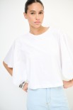T-SHIRT CON INSERTI POPELINE BIANCO
