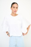 T-SHIRT CON INSERTI POPELINE BIANCO
