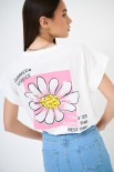 T-SHIRT MARGHERITA DOPPIA STAMPA PANNA