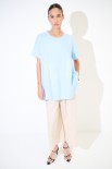 T-SHIRT LUNGA CON DT LYOCELL CELESTE