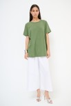 T-SHIRT LUNGA CON DT LYOCELL VERDE MILITARE