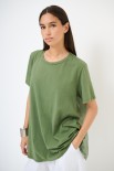 T-SHIRT LUNGA CON DT LYOCELL VERDE MILITARE