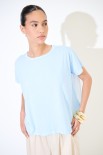 T-SHIRT SCATOLINA CON INSERTI LYOCELL CELESTE
