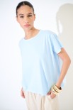 T-SHIRT SCATOLINA CON INSERTI LYOCELL CELESTE