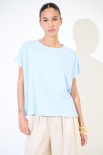 T-SHIRT SCATOLINA CON INSERTI LYOCELL CELESTE