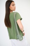 T-SHIRT SCATOLINA CON INSERTI LYOCELL VERDE MILITARE
