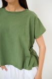 T-SHIRT SCATOLINA CON INSERTI LYOCELL VERDE MILITARE