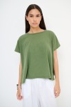 T-SHIRT SCATOLINA CON INSERTI LYOCELL VERDE MILITARE