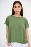 T-SHIRT SCATOLINA CON INSERTI LYOCELL VERDE MILITARE