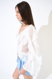 BLUSA SCOLLO V ROUCHES BIANCO