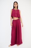 PANTALONE PINCE PALAZZO MISTO LINO ROSSO INDIA