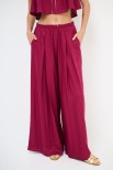 PANTALONE PINCE PALAZZO MISTO LINO ROSSO INDIA