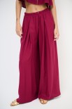 PANTALONE PINCE PALAZZO MISTO LINO ROSSO INDIA