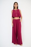 PANTALONE PINCE PALAZZO MISTO LINO ROSSO INDIA