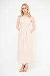 ABITO SMANICATO CON PIEGHE BEIGE