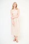 ABITO SMANICATO CON PIEGHE BEIGE