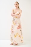 ABITO SOTTOVESTE SCOLLO A GRONDA RASO STAMPA BEIGE