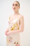 ABITO SOTTOVESTE SCOLLO A GRONDA RASO STAMPA BEIGE
