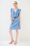 ABITO CORTO ROUCHES DAVANTI BLU CHIARO