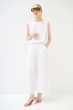 PANTALONE CROP CON ELASTICO BIANCO