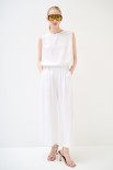 PANTALONE CROP CON ELASTICO BIANCO