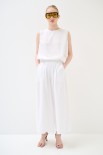 PANTALONE CROP CON ELASTICO BIANCO