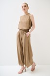 PANTALONE CROP CON ELASTICO CAMMELLO